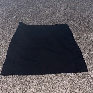 Antigua Women Sz. 8 Golf Skort Skirt Shorts Black Zip Closure 2 Side Hem Zips